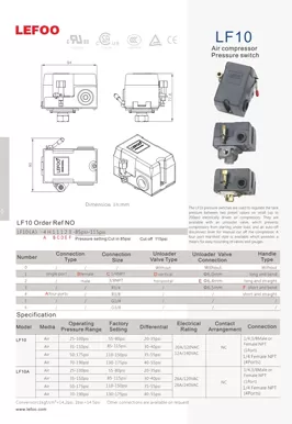 エアコンプレッサー圧力スイッチLF10