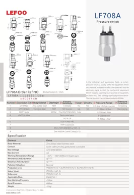 ダイヤフラム圧力スイッチLF708A